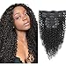 Sibaile Kinky Curly Clip in Hair Extensions for Women, 3C 4A Type, Real Thick, Double Weft, 8A Remy Human Hair Clip in Curly Hair, Natural Black Color, 120 Gram, 8Pcs with 18 Clips, 16Inch
