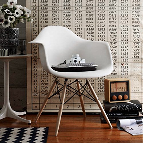 Aingoo Eiffel Kitchen Chair Molded Dining Armchair Mid Century Plastic Side Chair Dowel Wood Eiffel Legs Dining Room Office Lightweight Easy Assembly White - Thumbnail 2