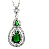 RIZILIA Pear Cut Birthstone Necklace for Women - Multi Color Options - 18K White Gold Plated CZ Pendant, 18"+2" Chain - Gift Boxed for Her, Mother Birthday