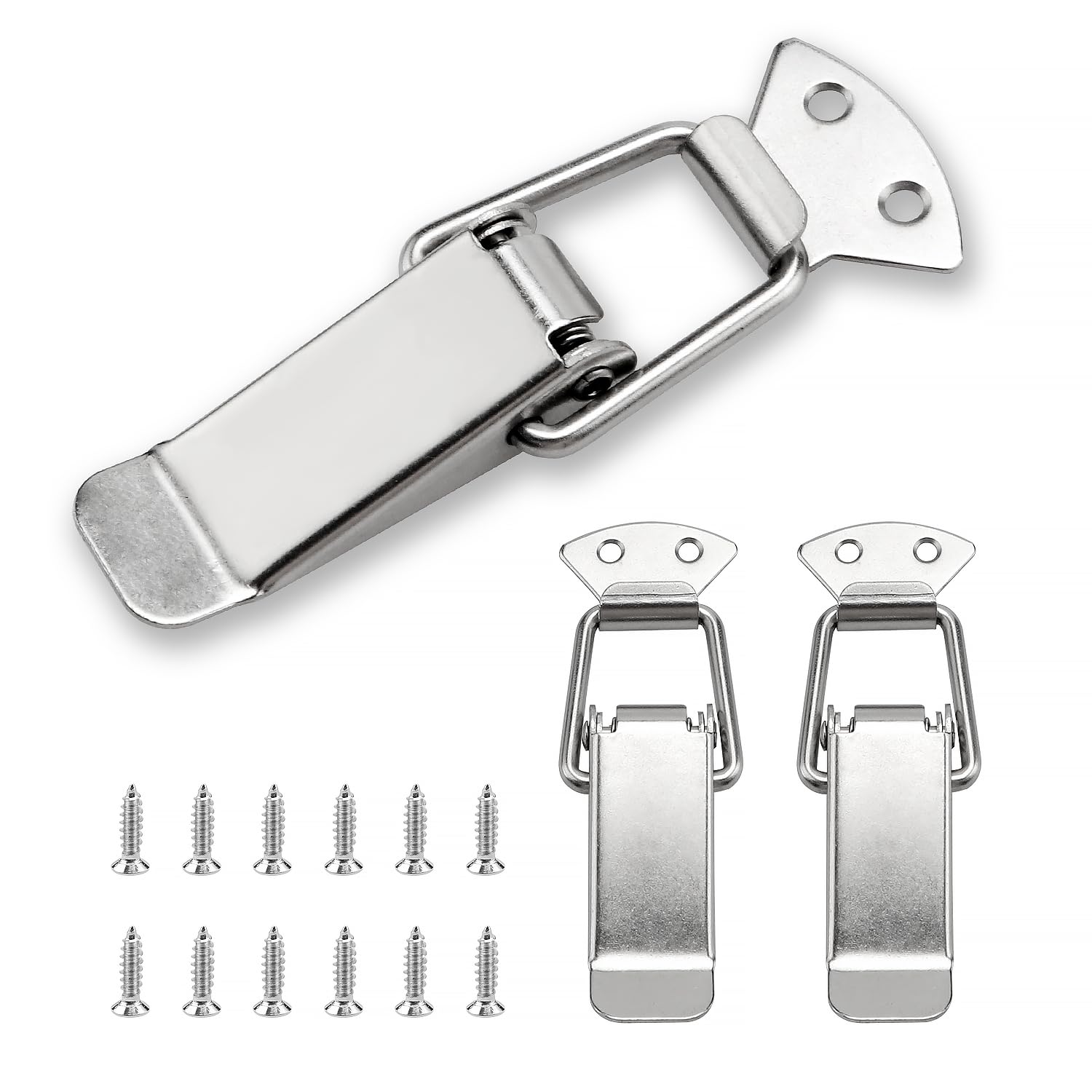 YIXISI 3 Sets Spring Loaded Toggle Catch Latch Without Lock Hole, 112mm Hasp Toggle Clamp Clips, Duck Billed Buckles for Cabinet Drawer Case Box Toolbox, with 12 M4X16 Screws