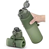 TakeToday Collapsible Water Bottles 32oz, Foldable Travel Water Bottle, BPA Free, Silicone Water Bottle Leakproof for Hiking, International Travel, Outdoors