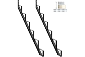 Zwinz Galvanized Steel Stair Riser 6 Step, Metal Stair Stringers for Deck Height 49.6 inches, Steel Stair Step Riser for Outside Stairs（2Pack
