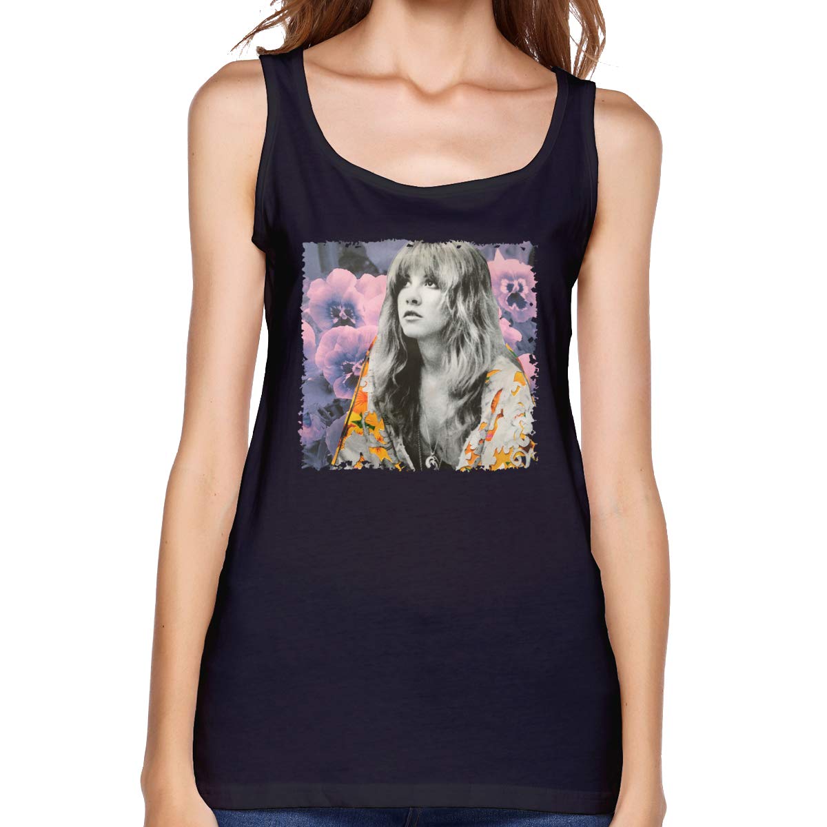 Nanabang Stevie Nicks S Sleeveless Round Neck Summer Workout Tank Tops Ness Black Shirts