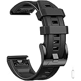 26mm Watch Band Compatible for Garmin Fenix 7X/ Fenix 6X/ Fenix 5X/ Fenix 8 51mm/ Tactix Delta,Soft Silicone Replacement Quickfit Bands for Garmin Fenix 3/3 HR,Fenix 5X Plus/6X Pro/Descent MK1/Enduro