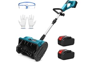 12" Cordless Snow Thrower, 2 x 4.0Ah Batteries - 21V Cordless Snow Blower Shovel, 30cm Width x 15cm Depth Clearing, Brushless