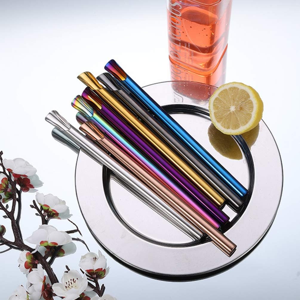 HEMOTON 4pcs Stainless Steel Bubble Tea Straws Reusable Straw Stirrer for Milk Tea Smoothies - Image 4