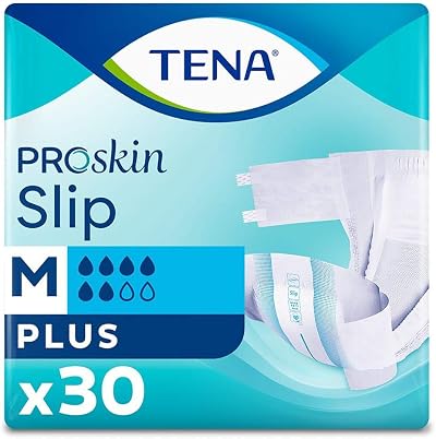TENA ProSkin Incontinence Slip Plus Medium 30 Count White