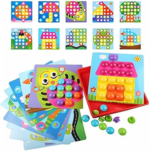 Button Art Color Matching Mosaic Pegboard Early Learning Educational Toys for Boys and Girls