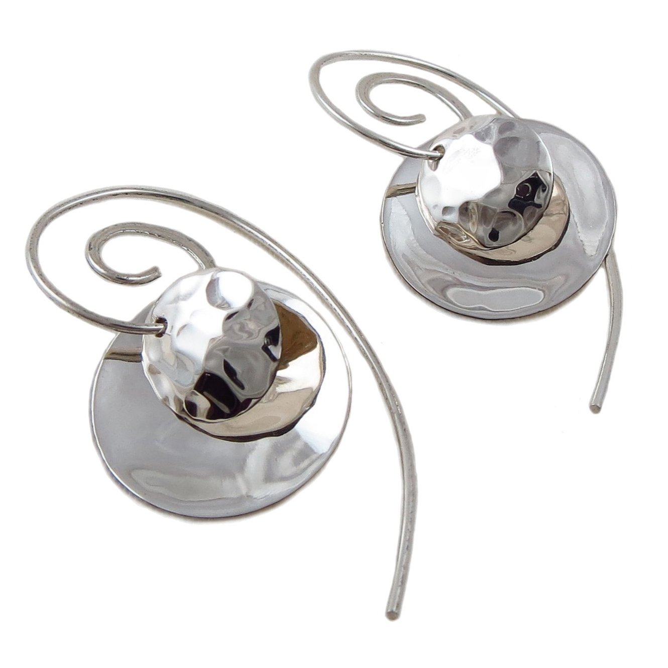 925 Silver Spiral 3 Way Circle Drop Earrings for Women