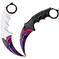 ARLEZA STORM Karambit Knife Set of 2 Fixed Blade Tactical Knives CSGO Survival Weapon Hunting Claw Knife Camping Tools (Galaxy Couple)