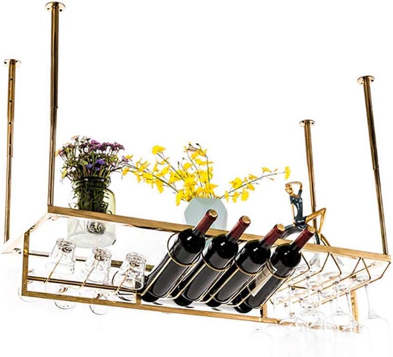 4 Botellas Techo Estantería Vino Tenedor Copa Vino Ejecución Metal para