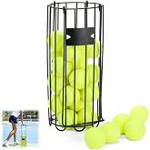 Tebery Metal Tennis Ball Collector, Portable Tennis Pickup Storage Basket with Handle, Ball Training Hopper for Easy Carrying, Practice