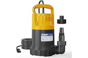 Acquaer 1/2HP Sump Pump, 2906GPH Submersible Water Pump for Water Removal in Hot Tubs, Pools, Basements, and Garden Ponds
