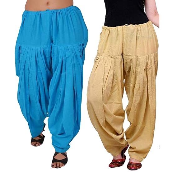 Cotton Comfort Punjabi Patiala Salwar Pants for Women Bottoms Combo 2 - Free Size