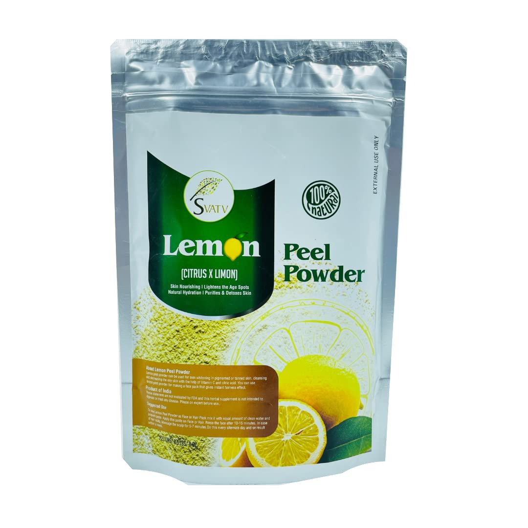 SVATV Lemon Peel Powder (Citrus Limonum)| Natural, Soft and Smooth Skincare Powder | Face Pack | Used for Soap making | Stimulate Hair Growth - 227g, 8 Ounce, Half Pound — image 1