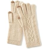 G Guzemor Women's Cashmere Blend Merino Wool Winter Gloves, Knitted, Ultra Soft, Ribbed Cuffs, Warmth, Touchscreen Compatible
