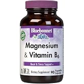 Bluebonnet Nutrition Magnesium &amp; B6 &ndash; 400 mg Magnesium Oxide &amp; Aspartate with Vitamin B6 25 mg &ndash; Heart &amp; Brain Magnesium Complex for Women &amp; Men* - Non-GMO, Vegan, Gluten-Free - 90 Vegetable Capsules