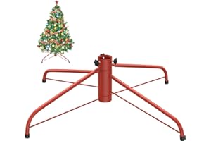 APRAGAZ Christmas Tree Stand for Artificial Trees, 19.7 Inches Metal Christmas Tree Base Stand with Screw, Folding Artificial Christmas Tree Stand Replacement for 4-10 Ft Xmas Trees(Red)
