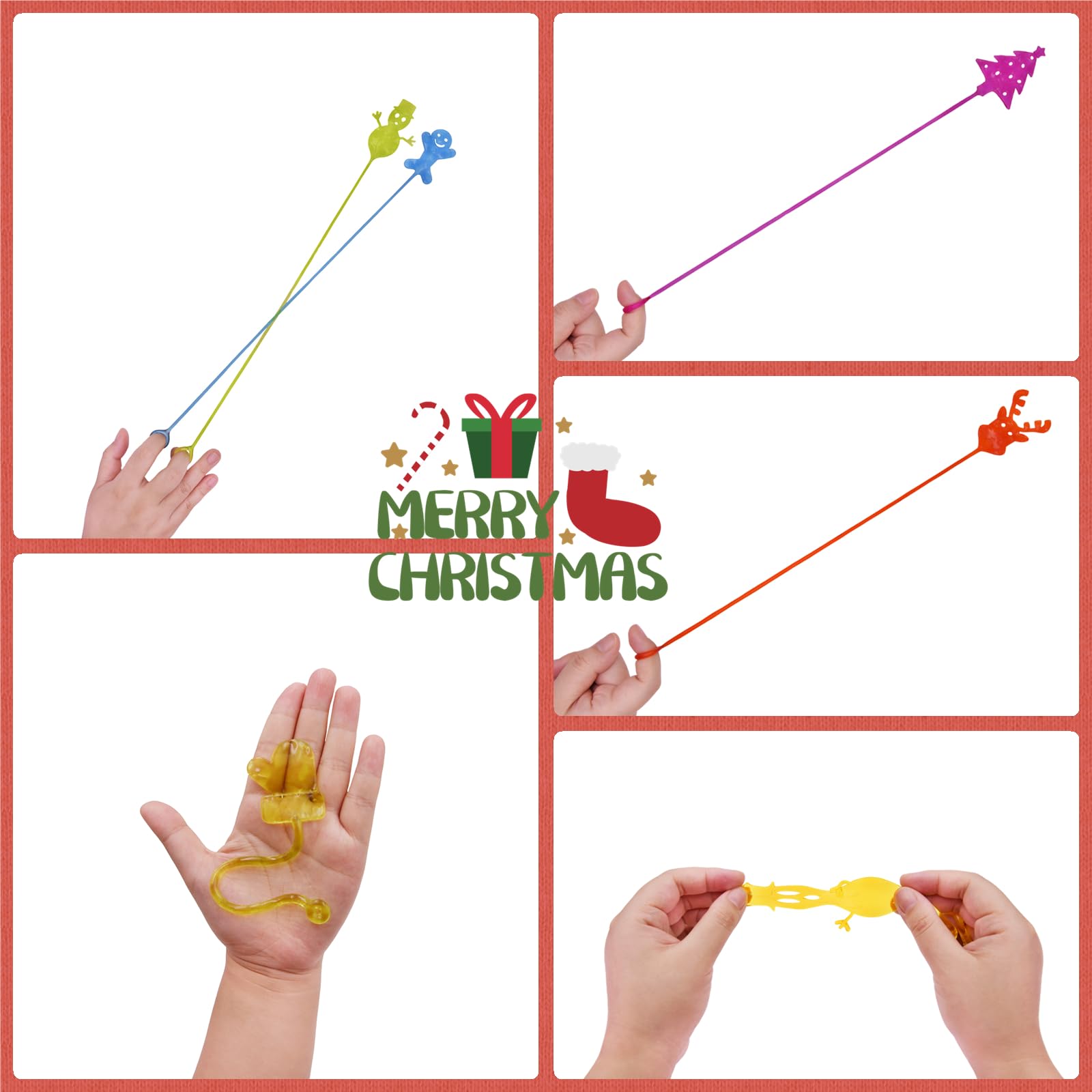 36 Pack Christmas Sticky Hands Toys Christmas Tree Hat Stocking Glove Deer Snowman Sticky Stretchy Toys for Kids Girls Boys Christmas Stocking Stuffers Party Favors Gifts