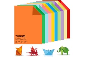 MIIKOUL 300 Sheets A4 Coloured Paper, 8.5" X 11" Handmade Copy Paper (10 Colors), 70gsm, Double Sided Colored Origami Paper Cardstock for Kids DIY Art Crafts School Office Colorful Projects