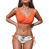 CUPSHE Women's Bikini Swimsuit Front Cross Lace Up Two Piece Bathing Suit