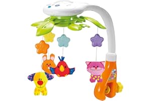 KiddoLab Baby Crib Mobile with Relaxing Music. Includes Ceiling Light Projector with Stars, Animals. Musical Crib Mobile with Timer. Nursery Toys for Babies Ages 0 & Older