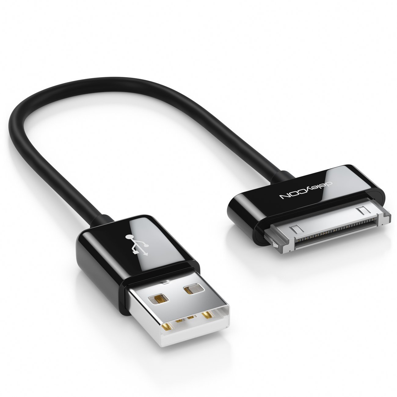deleyCON 1m 30-Pin USB Cable - Dock Connector Sync- Charging- & Data Cable - Compatible with IPhone 4s 4 3Gs 3G IPad IPod - Black