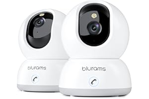 blurams 2K Indoor Camera, Cameras for Home Security with One-Touch Call, Home Camera w/Color Night Vision, Motion Tracking, Cloud & SD Card Storage (2Pack)