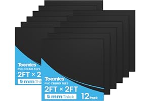 Toemics Ceiling Tile, 12 Pack Drop Ceiling 2ft x 2ft PVC Panel Cover 5mm Waterproof Washable and Fire-Rated Drop Tile 48 Sq. Ft - Black