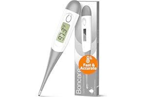 Boncare 10 Seconds Digital Thermometer for Adults and Kids - Accurate & Safe Rectal Thermometer for Baby with Fever Alarm, Oral Thermometer FSA HSA Eligible (Gray)