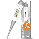Boncare 10 Seconds Digital Thermometer for Adults and Kids - Accurate & Safe Rectal Thermometer for Baby with Fever Alarm, Oral Thermometer (Gray)