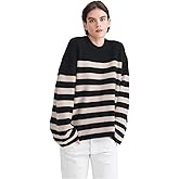 NAADAM Womens Super Luxe Cashmere Striped Crewneck