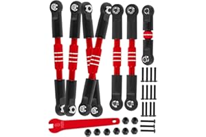 hopsupRC RC Upgrades Part Adjustable Turnbuckles Camber Links Toe Link for 1/10 Slash/Rustler/Stampede/Bandit VXL 4WD 4X4.Alloy Front&Rear Link Set,Red