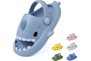 GUUMOR Kids Shark Slides, Shark Slippers for Kids Boys Girls, Cloud Pillow Slides with Thick Sole, Soft, Non-slip