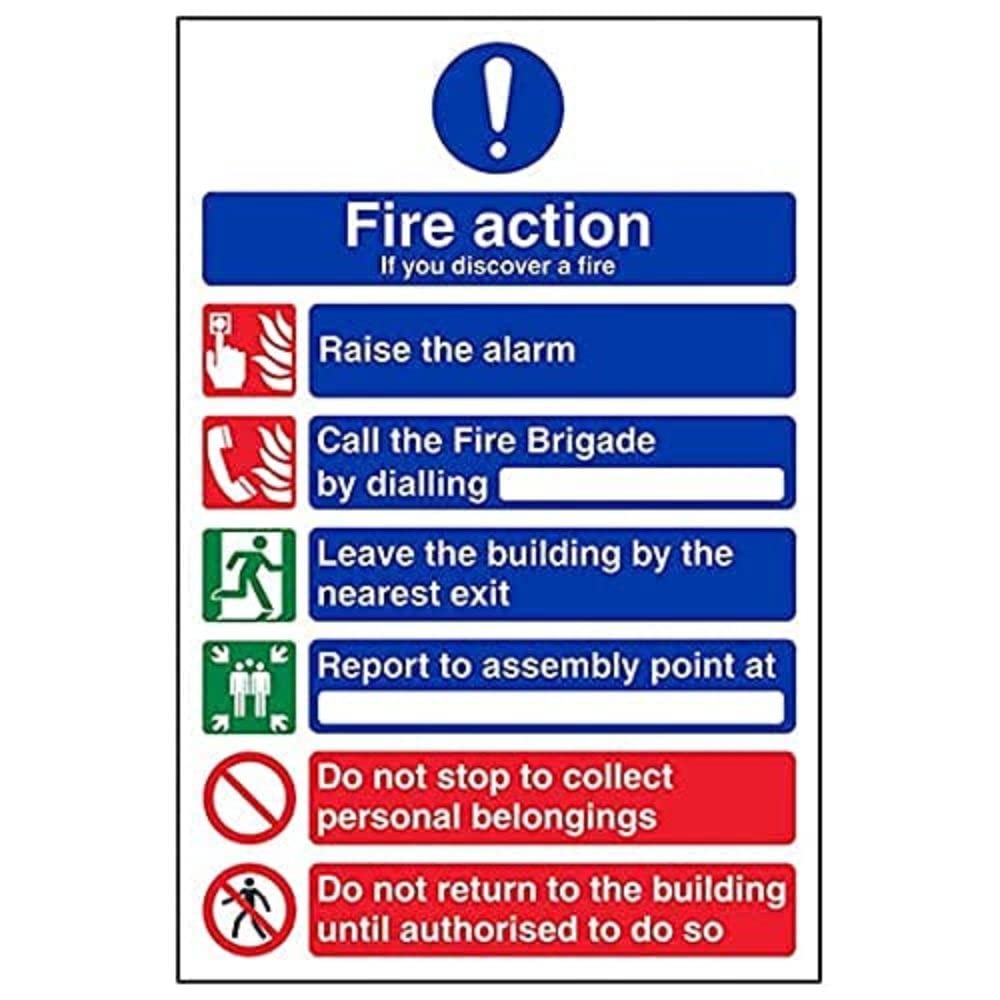 V Safety Eco Friendly Fire Action - General Fire Action 6 Message - 150 X 200mm