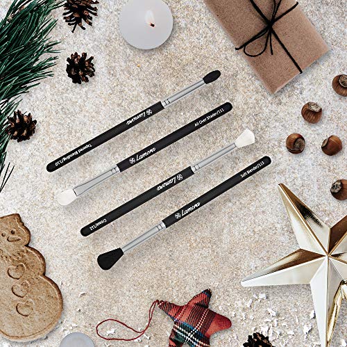 Pro Blending Brush Set - Smoky Eye Shadow Contour Kit - 4 Essential Shapes - Best Choice Crease, All Over Shader, Tapered, Soft Blender - For Shading & Blending of Eyeshadow Cream Powder Highlighter - Thumbnail 5