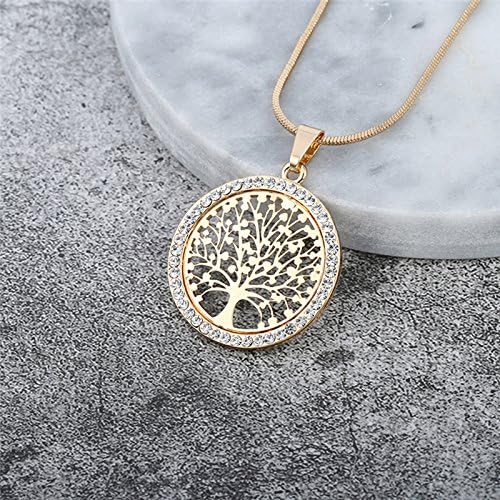 Bodyslam Hot Tree of Life Crystal Round Small Pendant Necklace Gold Silver Colors Bijoux Collier Elegant Women Jewelry Gifts