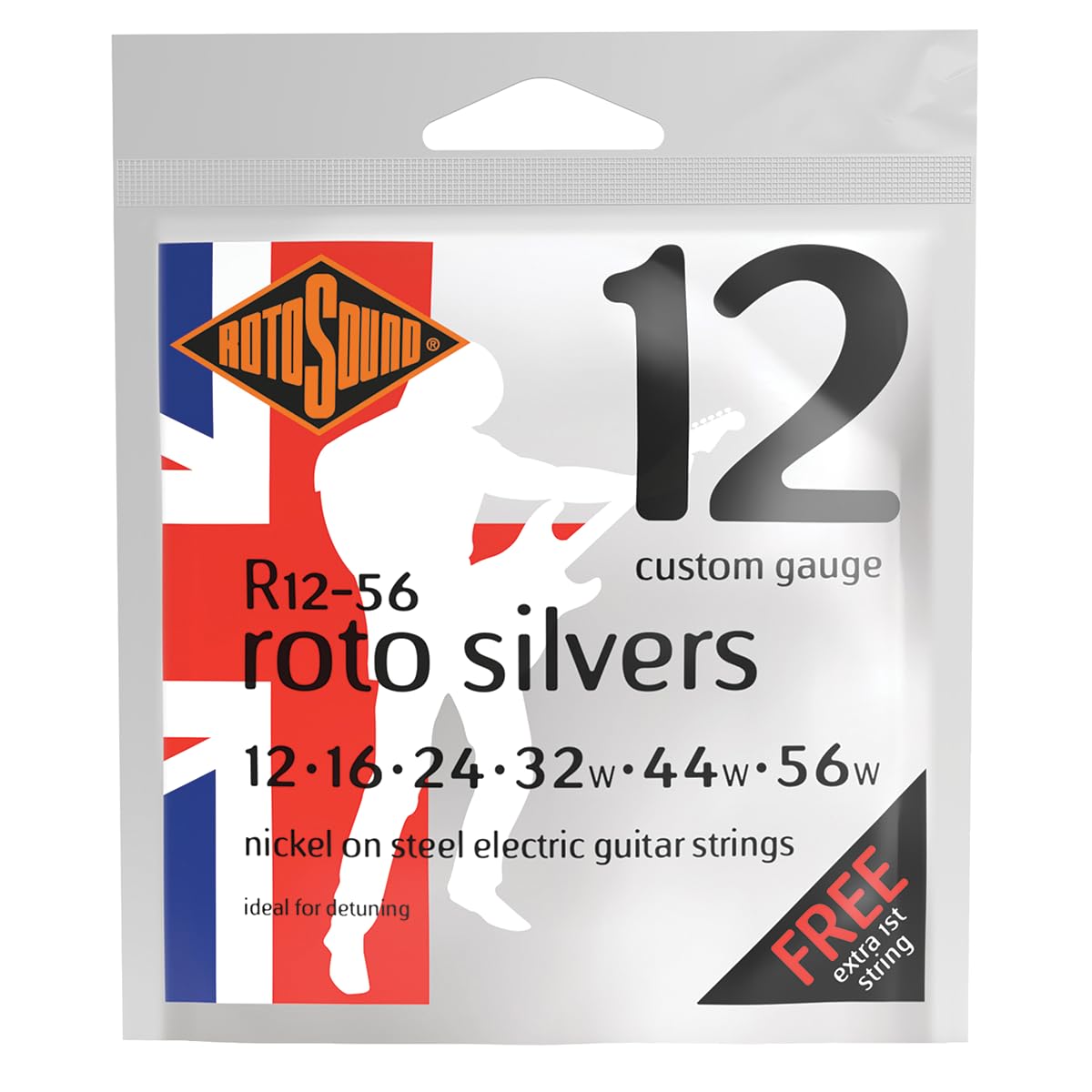 Rotosound Strings for E‑Guitar Roto Nickel Plated SILVERS R12‑56 Custom 12‑56