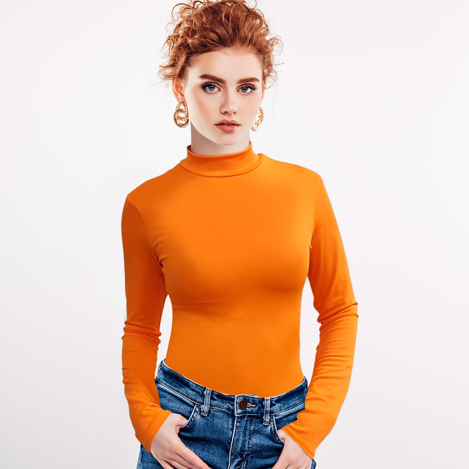 ATAMET Halloween Costume for Women,Sexy Long Sleeve Leotard Turtleneck Tops Bodysuit,Skater Skirt,Magnifying Glass,Socks