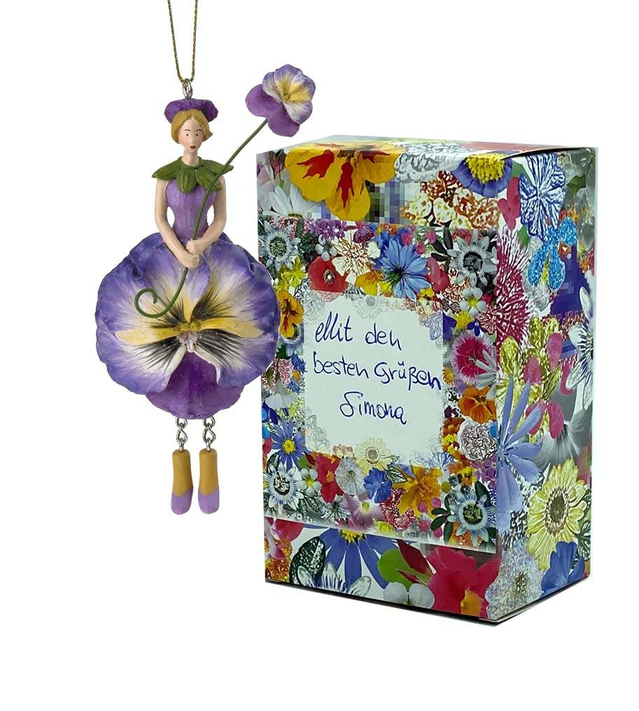 Flower Girl Pansy Hanging Elf Decorative Flower Fairy Figure Flower Figure Sculpture Flower Child in Gift Box