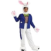 Whimsical White Rabbit Costume for Kids - Tailcoat Jacket with Mitts, Pants, and Hood