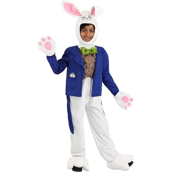 White Rabbit Alice in Wonderland Kids Costume for Tea Party and Halloween