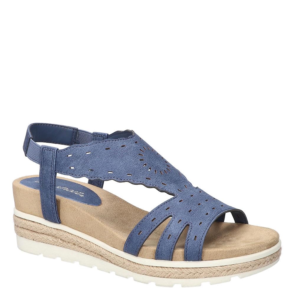 Easy Street Women’s Fran Wedge Sandal, Denim, 7.5 Wide