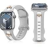 Silicone Strap for Apple Watch Band 38mm 40mm 41mm 42mm Women, Cute Rose Gold Honey Bee Charms Bracelet for iWatch Series 11 10 9 8 7 6 5 4 3 2 1 SE, Designer Sport Wristbands for Apple Watch Bands Gray