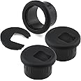SDTC Tech 3-Pack 1 inch Desk Hole Wire Grommet Black Plastic Cable Cord Cover Organizers