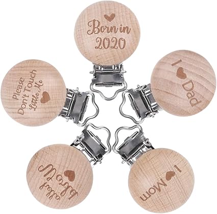 personalized wooden pacifier clip