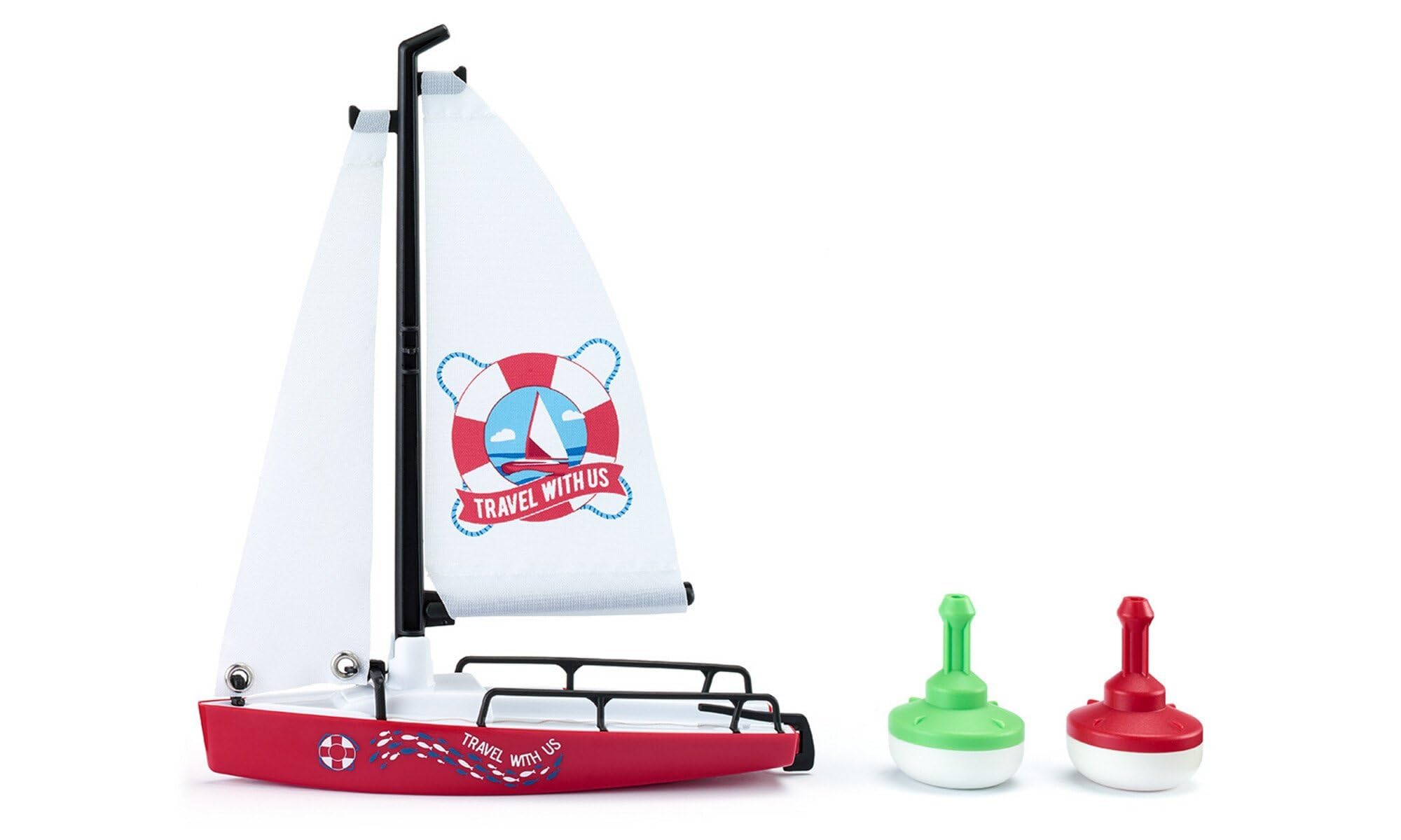 siku 1752, Sailboat with Buoys, Plastic, 1:50, White,Red, Collapsible sails, Collapsible mast, Incl. buoys