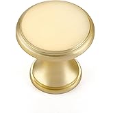 Ravinte Brushed Gold Kitchen Cabinet Knobs, Solid Zinc Pulls, 10 Pack | Solid Zinc Alloy, Simple Drawer Handles, Smooth Pull Feel, Screws Included, Cabinet Hardware for Cupboard Drawer Knobs