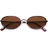SOJOS Trendy Oval Polarized Sunglasses for Women Men, 80s 90s Chic Retro Vintage Sunnies SJ1248