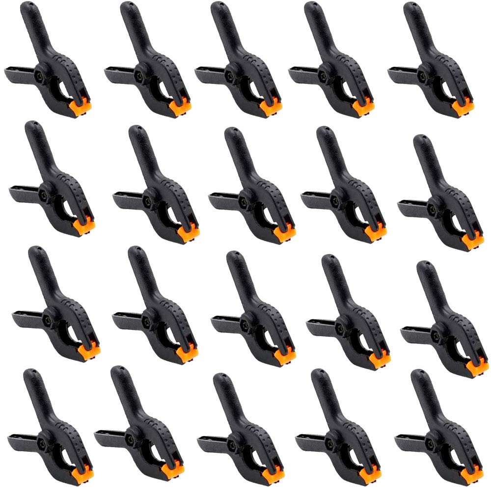 DRERIO 20 Pack Mini Spring Clamps Black Nylon Mini Clamps Small Clamps High Performance Photo Studio Clips for Crafts Garden Patio